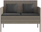 Gray Poly Rattan Patio Storage Bench with Cushion, Outdoor Seat with Waterproof Bag for Cushions and Supplies, Easy Open Lid