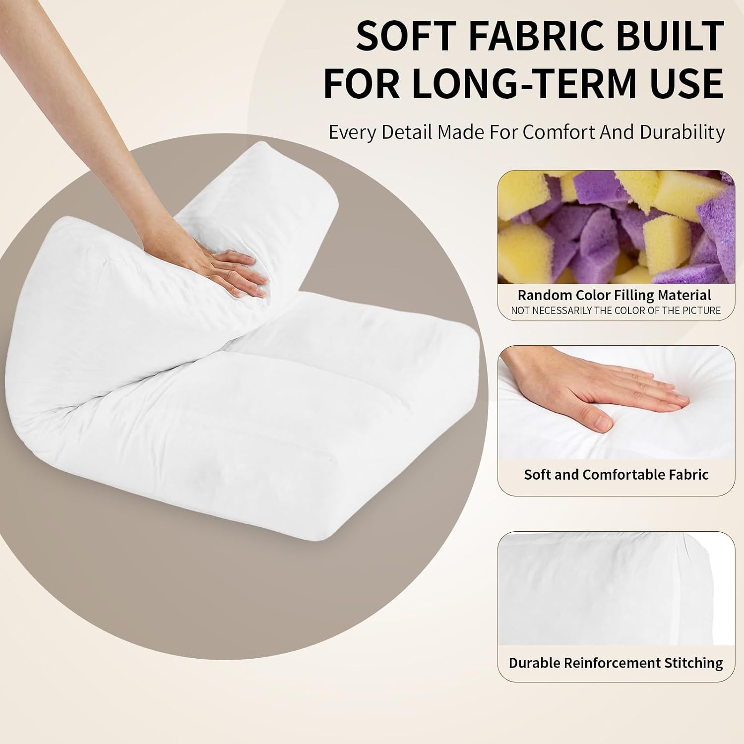 3 Pack Couch Back Cushion Replacement, 6 Inch Thick Supportive Sofa Backrest Pillow Insert with Odorless Shredded Memory Foam for Couch, Loveseats, Sectionals, 31"x18"x6"