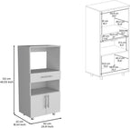 Classic White Kitchen Pantry with Open Shelves, Microwave Shelf, & Storage Doors - 48" H, Pine Wood