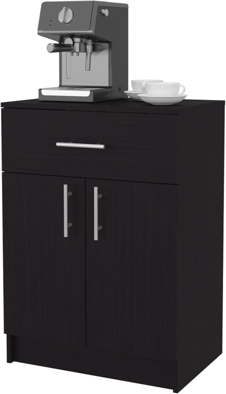 23.6" D*15.9" W*33.5" H Freestanding Kitchen Pantry with Dawer & Shelf, Double Door, Rectangular Storage Cabinet, Traditional, for Living Room, Dining Room, Wenge