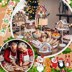 Geelin 10 Pcs Christmas Gingerbread Table Decoration Gingerbread House Decor Christmas Centerpiece for Tables Gingerbreads Theme Tabletop Gift for Xmas Holiday Desk Home Office Party Supplies Decor