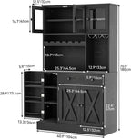 YITAHOME 71''H Kitchen Pantry Cabinet with Drawer, Doors, Goblet Holder, Wine Rack for Storage, Tall Cabinet with Power Outlet for Kitchen & Living Room (Black Oak)