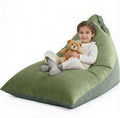 Stuffed Animal Storage Bean Bag Chair Cover for Kids (No Filler), 250L Extra Large Premium Velvet Lazy Sofa Cover, Washable Ultra Soft Triangular Bean Bag Chair Cover(Green)