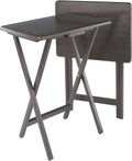 Winsome Alex Set of 2 Foldable Snack Tables in Oyster Gray, Easy to Store Small Portable Fold Up Table Set for Kitchen, Living Room TV Dining, Crafts, Puzzles, Work from Home