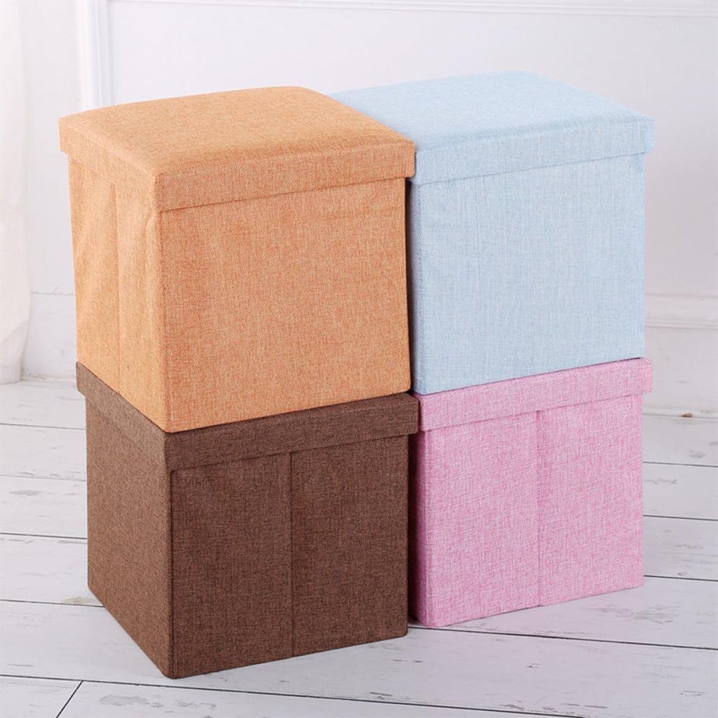 Garneck Folding Cloth Storage Stool Sky-Blue Multifunctional Footstool with High Bearing Capacity and Household Sundries Organizer for Playroom Nursery Closet Seating and Storage