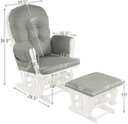 Nursery Rocking Chairs Nursery Glider Rocking Chair Wood Baby Rocker with Ottoman Cushion Upholstered Nursing Chair with Padded Arms (Light Gray)