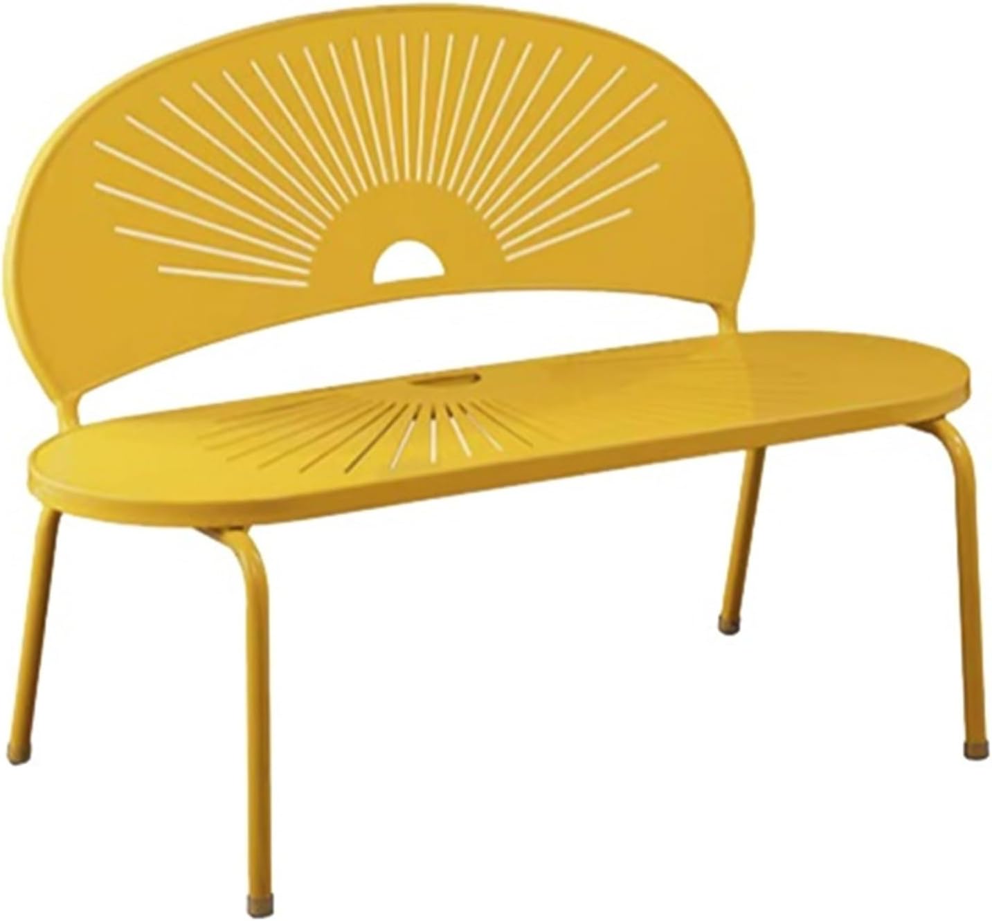 Garden Outdoor Bench with Backrest, Aluminum Alloy, Courtyard Deck, Balcony, Lawn, Lightweight Leisure Chair Seat(Yellow,140x63x85CM)