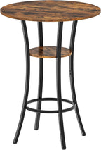 CHOEZON Round Bar Table, 2-Tier High Top & Counter Height Dining Table, for Bistro, Pub, Kitchen, Living Room, Rustic Brown and Black TBT03BF
