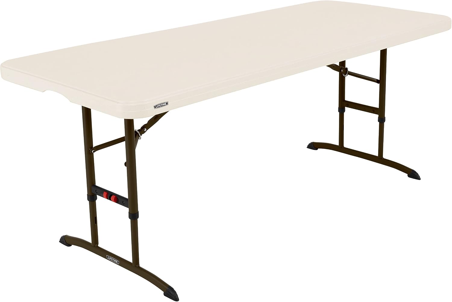 Lifetime 6-Foot Nesting Table and 4-Foot Utility Table Bundle, Commercial Height Adjustable Almond and White Granite