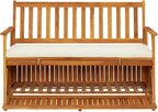 Storage Bench Natural Wood Solid Acacia Wood with a Polyester Cushion,Rustic Storage Bench | Solid Acacia Wood with Soft Cushion | Hallway & Garden Use Patio Furniture
