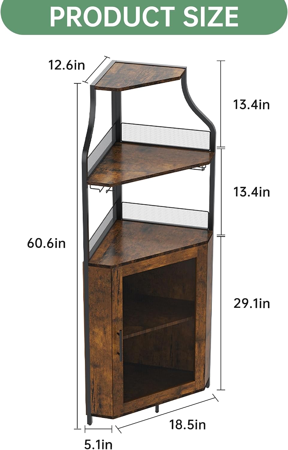 Corner Wine Cabinet Removable Design with Glass Shelves Mesh Doors Compact Sideboard and Buffet Cabinet Ideal for Home Bar and Living Room Storage