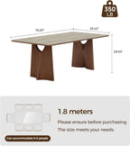 71" Sintered Stone Dining Table for 6, Luxury Rectangle Kitchen Table with Solid Wood Base, Mid Century Modern Dining Room Table
