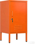 Metal Locker End Table, Single Door Metal Nightstand with 2 Adjustable Shelf,Modern Bedside Table, Versatile Side Cabinet for Bedroom, Living Room, or Office (27.55”h x 13.78”w x 14.96”d)