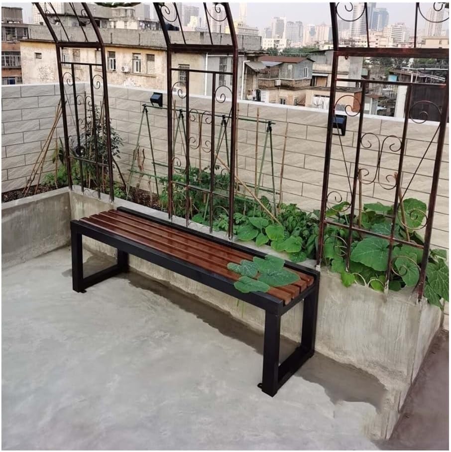Outdoor Bench, Outdoor Garden Bench Bronze Garden Seat Outdoor Backless Benches Park Solid Wood Bench 400kg Load Capacity Garden Bench(Small)