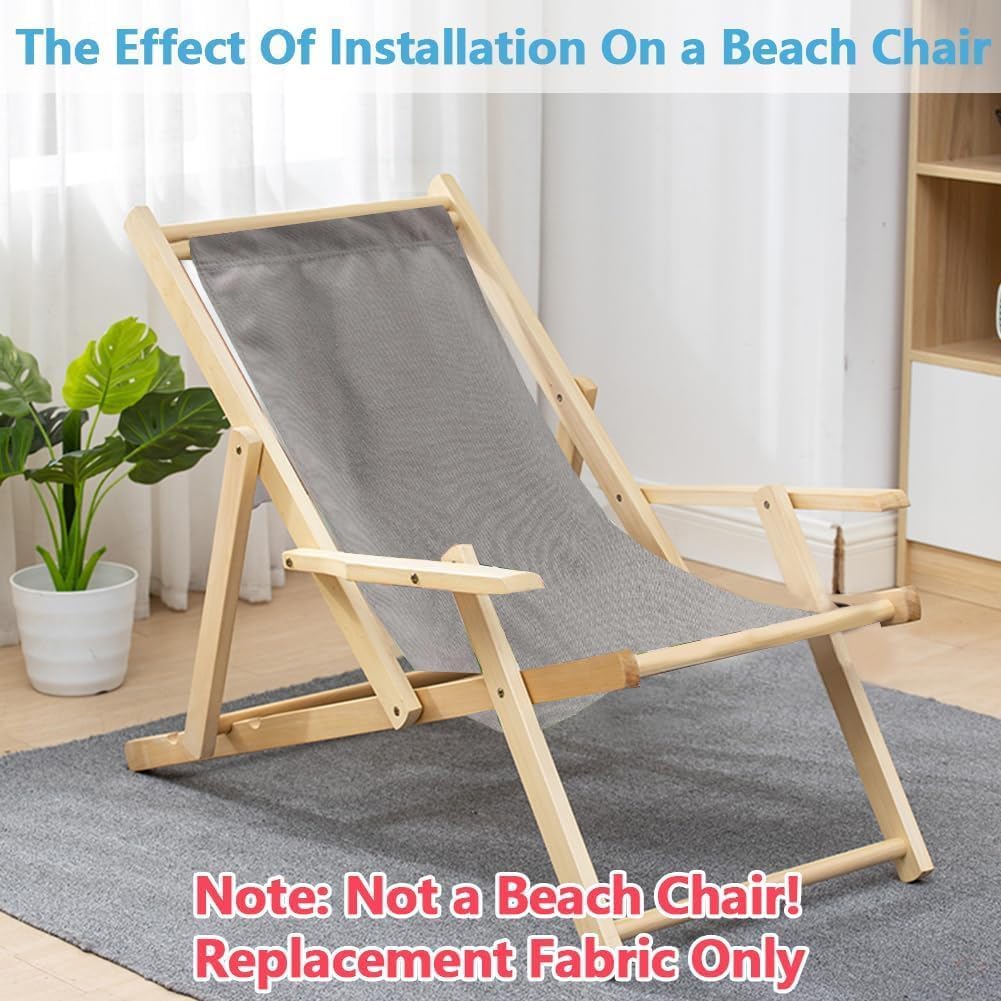GORGECRAFT 120X43cm Beach Sling Chair Replacement Canvas Outdoor Lounge Chairs Covers Replacements Light Grey Portable Reclining Sling Chair Fabric for Sunbathing Garden Courtyard Relaxation