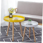 ARTIBETTER Modern Mini Round Yellow End Table, Nordic Style Small Indoor Beverage Side Table for Living Room, Balcony, and Bedroom Use