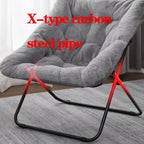 Faux Fur Oversized Saucer Chair for Living Room Folding Lounge with Soft Furry Accent Metal Frame Moon(Grey)