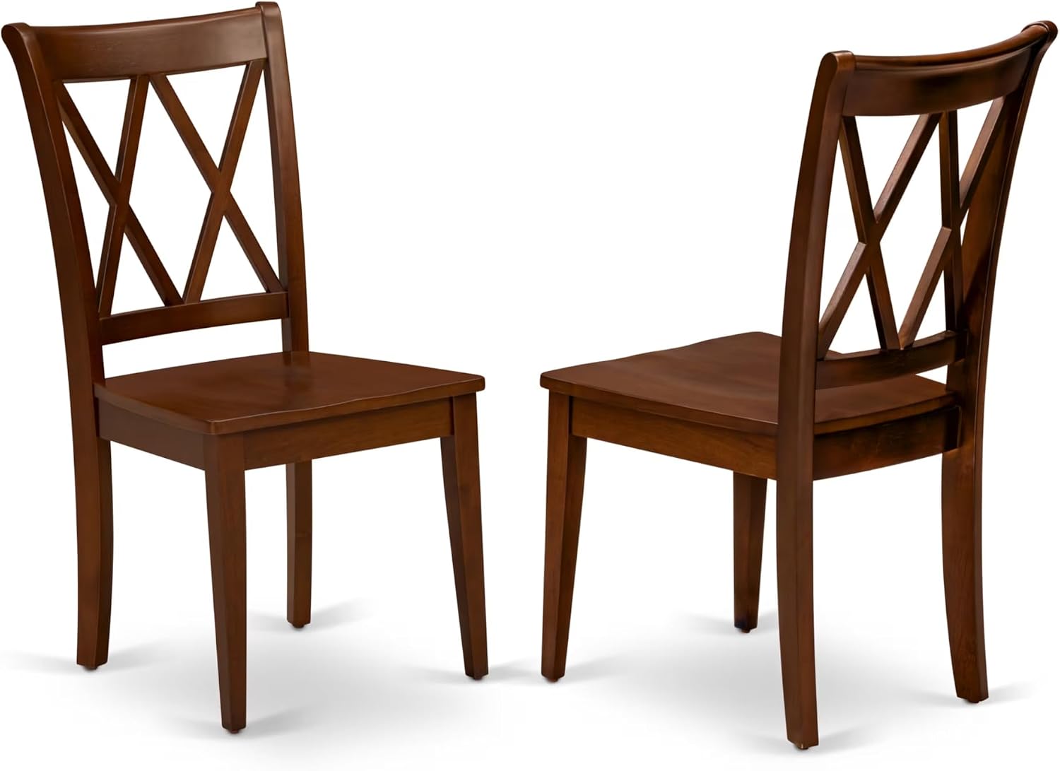 East West Furniture CLC-ESP-W Clarksville Dining Room Chairs - Double Cross Back Wood Seat Chairs, Set of 2, Espresso
