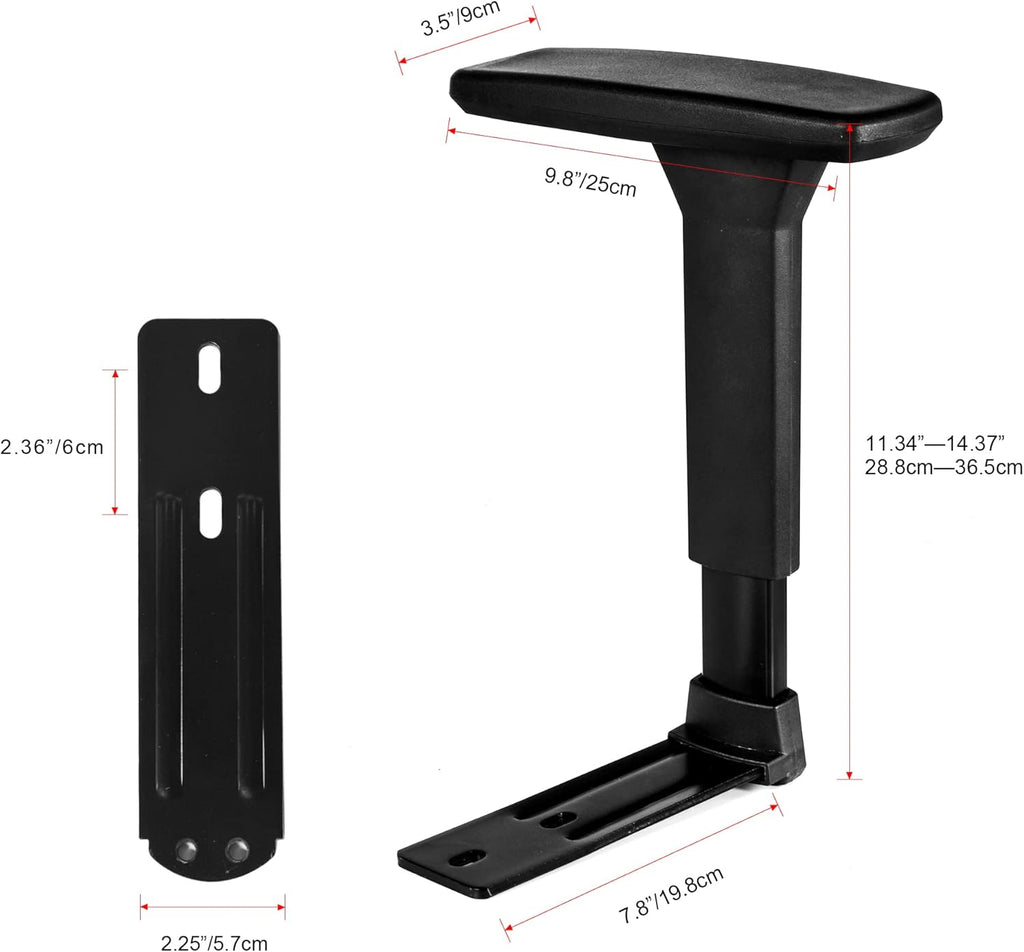 3D Adjustable T-Arms Armrest Pair Upright Bracket Replacement Parts Fits Most Office Gaming Chairs