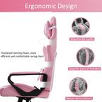 High Back Ergonomic Leather Office Chair - Adjustable Swivel Desk Chair with Lumbar Support and Headrest for Back Pain - Adults & Teens (Pink)