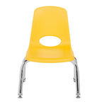 FDP 10" School Stack Chair, Stacking Student Seat with Chromed Steel Legs and Nylon Swivel Glides for in-Home Learning or Classroom - Yellow(4-Pack), 13227-YE