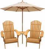 VINGLI Folding Adirondack Double Chair, Wood Adirondack Chairs for Outdoor, with Small Storage Table, Foldable Fire Pit Chairs for Patio, BBQ, Porch, Yard, Pool