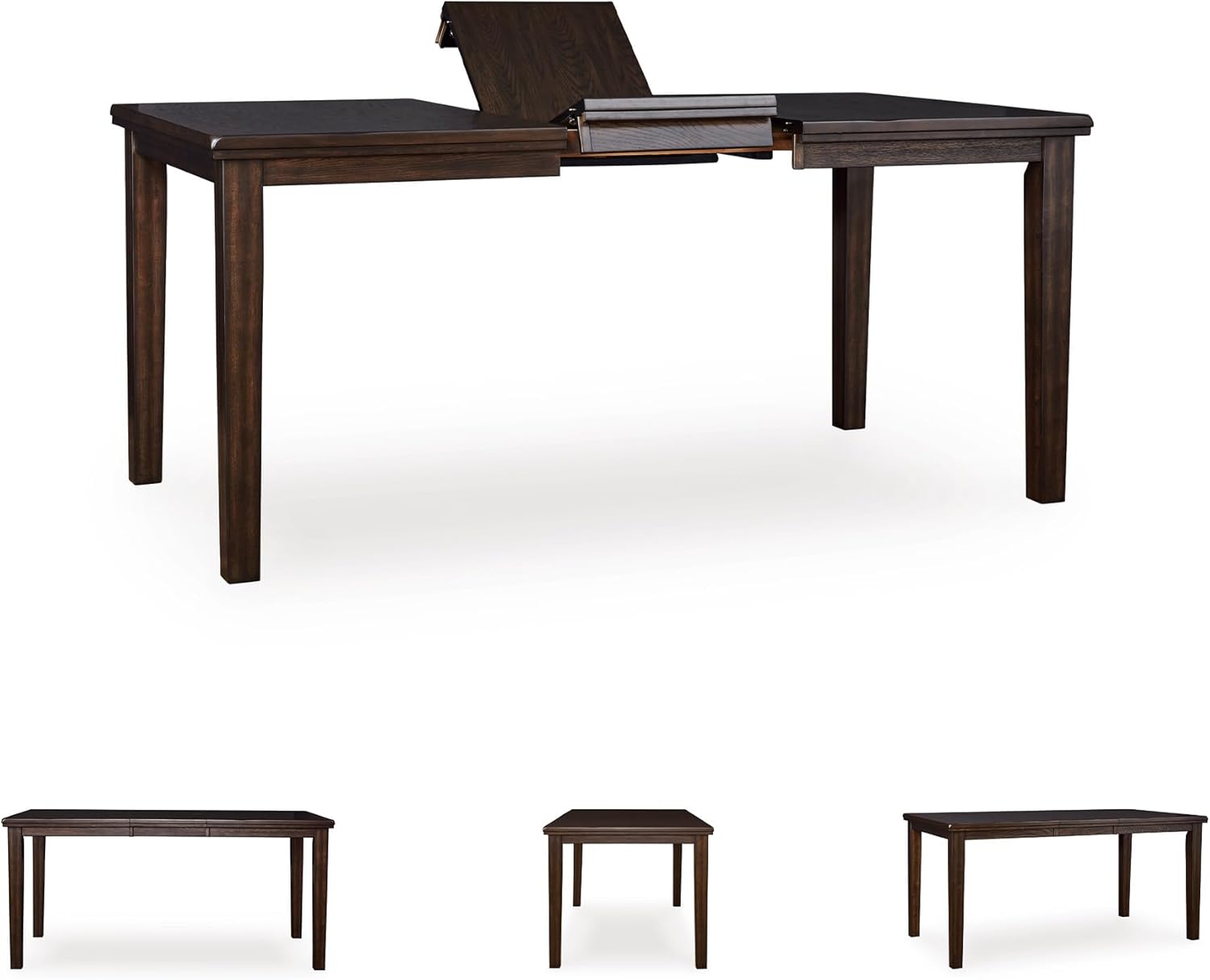 Signature Design by Ashley Haddigan Casual Counter Height Dining Extension Table with Distressed Finish, Dark Brown