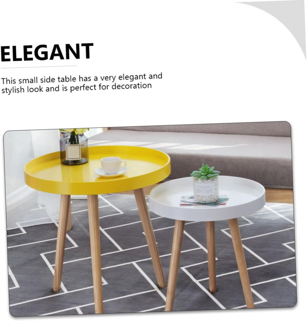 Nordic Style Small Round Coffee Table Creative Mini Sofa Side Table Yellow for Living Room Bedroom Use