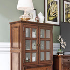 Entryway Cabinet Countryside Solid Wood Dining Sideboard Wine Cabinet Living Room Restaurant Glass Ash Wood Retro Simple Sideboard Storage Cabinet