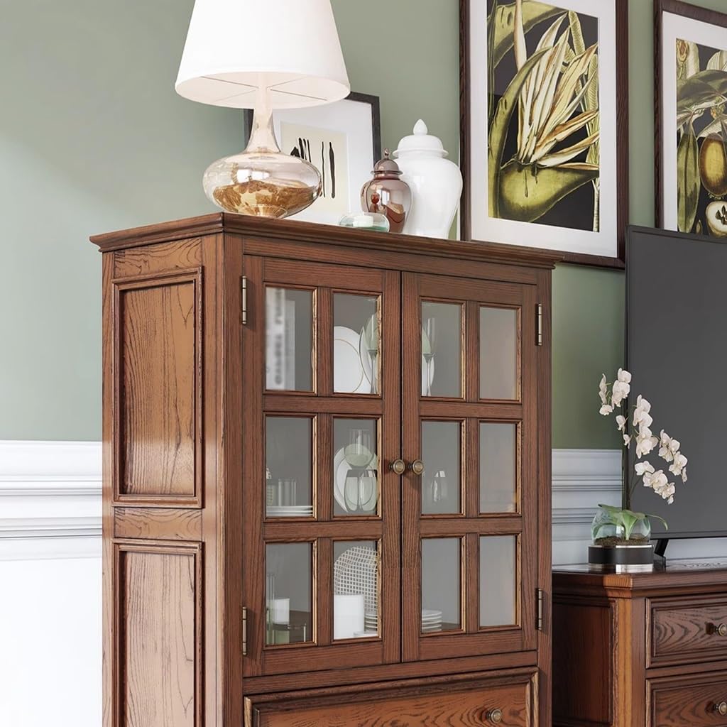 Entryway Cabinet Countryside Solid Wood Dining Sideboard Wine Cabinet Living Room Restaurant Glass Ash Wood Retro Simple Sideboard Storage Cabinet