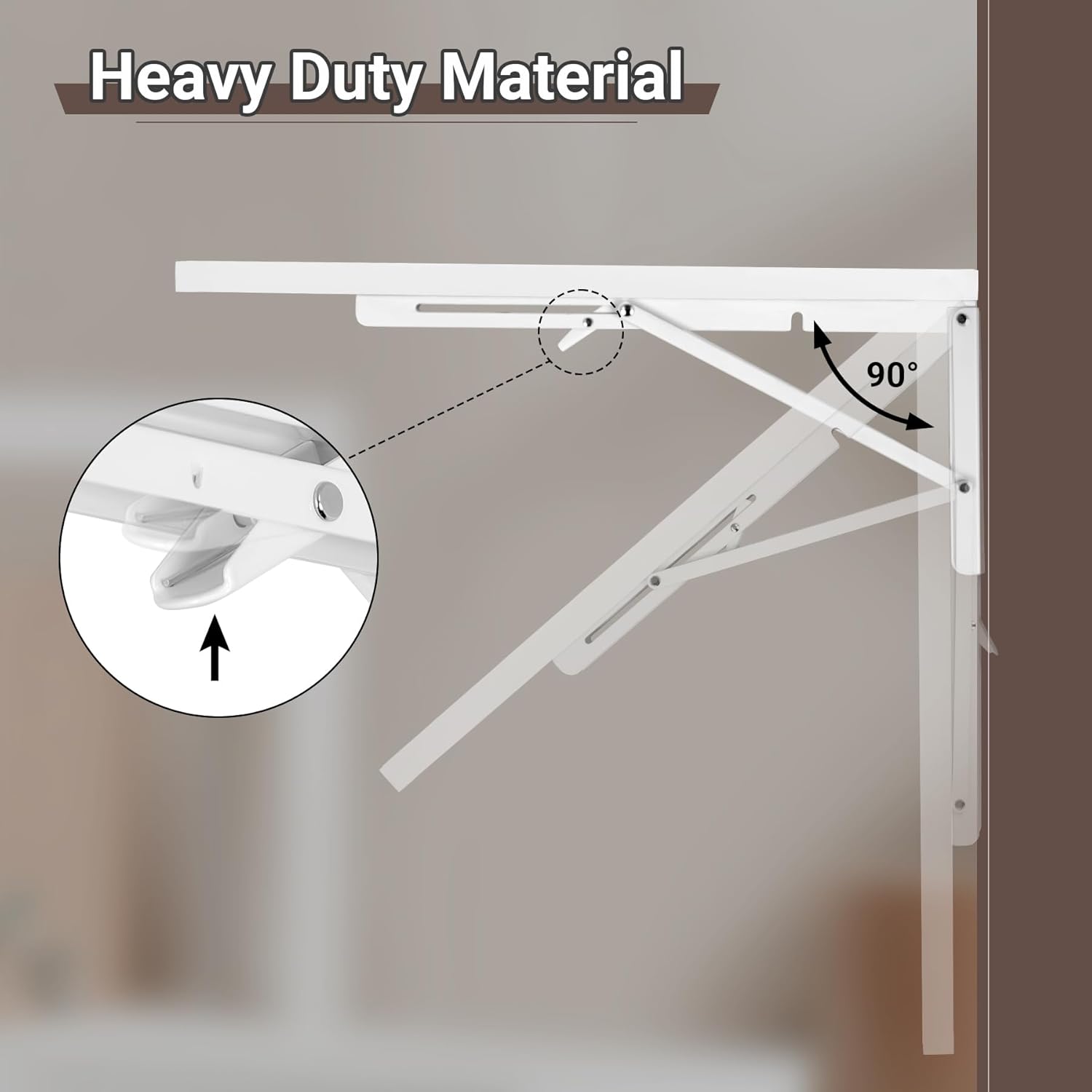 Neoaider Upgrade Wall Mounted Folding Table 31.5”L x 15.7”W, Laundry Folding Table with Heavy Duty Metal Collapsible Shelf Brackets, Wall Mounted Desk Fold Down for Small Spaces, White