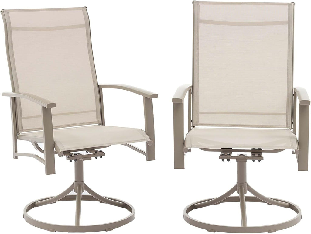 Outdoor Swivel Rocker Dining Chair Set of 2, All Weather Patio Dining Chair with Textilene High Back and Metal Frame, Backyard, Lawn Garden and Deck Porch Patio Furniture Set
