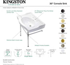 Kingston Brass VPB33086ST Victorian 30-Inch Console Sink with Stainless Steel Legs, Polished Nickel