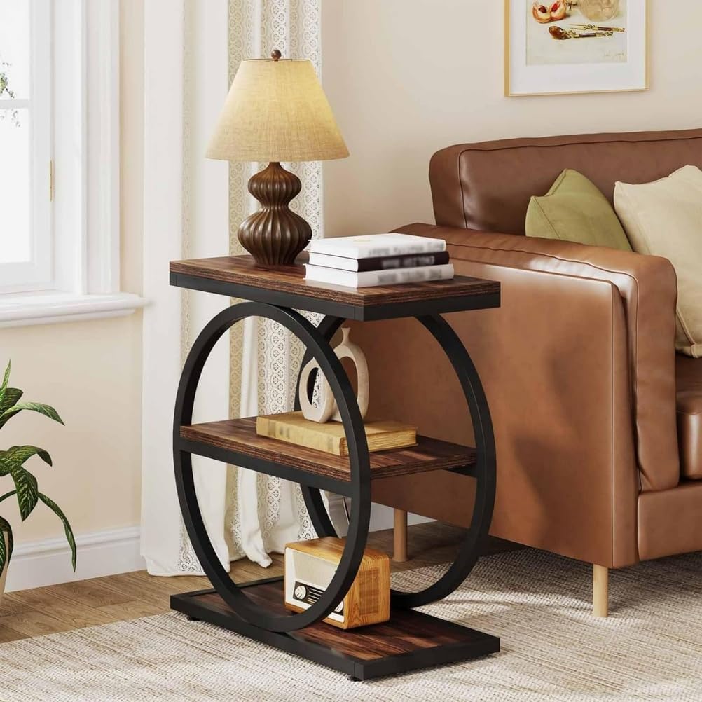 End Table, Small End Table, Living Room End Table, Modern End Table, Living Room & Bedroom, Easy to Assemble,Brown,23.62"x11.81"x 25.59"
