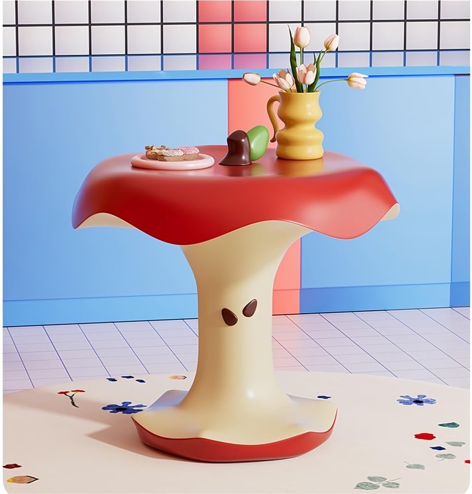 Cute Apple-Shaped Accent Table, Resin Fruit-Shape Side Tables, Creative Small End Table Living Room, Sofa, or Reading Corner