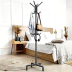 12 Hooks Freestanding Coat Rack Stand, Heavy Duty Metal Coat Tree with Stable Base, 67.7" Tall Black Coat Hanger for Entryway Hallway Bedroom Office, Holds Coats Hats Bags Without Wobbling