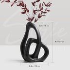 STHIE Modern Black Ceramic Flower Vases for Home Decor Aesthetic | Boho Decorative Vase for Bouquet Pampas Grass, Living Room Bedroom Kitchen Maximalist Decor