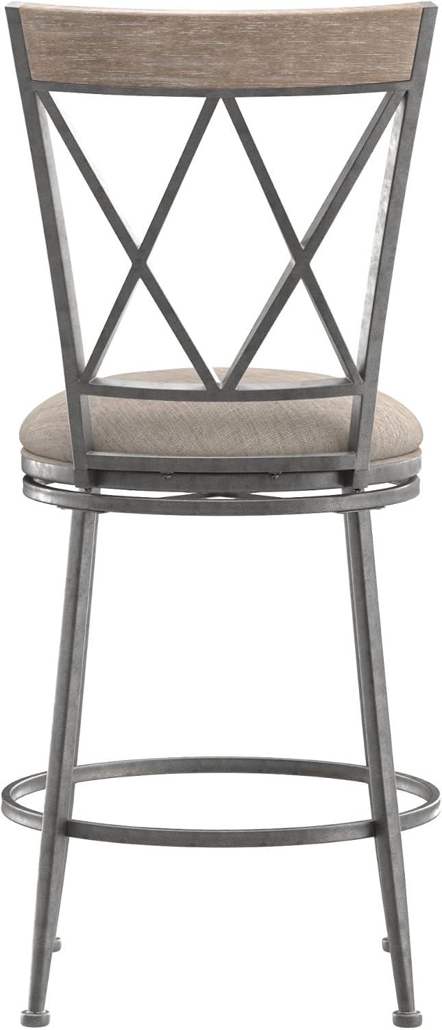 Hillsdale Stewart Indoor/Outdoor Swivel Counter Height Stool, Aged Pewter
