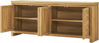 Walker Edison Booker Modern Sideboard/TV Stand with Adjustable Cabinets, 74 Inch, Heritage Oak