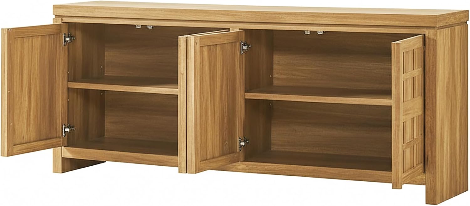 Walker Edison Booker Modern Sideboard/TV Stand with Adjustable Cabinets, 74 Inch, Heritage Oak