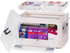 HEY FOLY 30qt Medicine Organizer Storage Box with 4-Side Opening Doors, White Foldable Medication Organizer Empty, Container Case Stackable First Aid Box for Home Storage