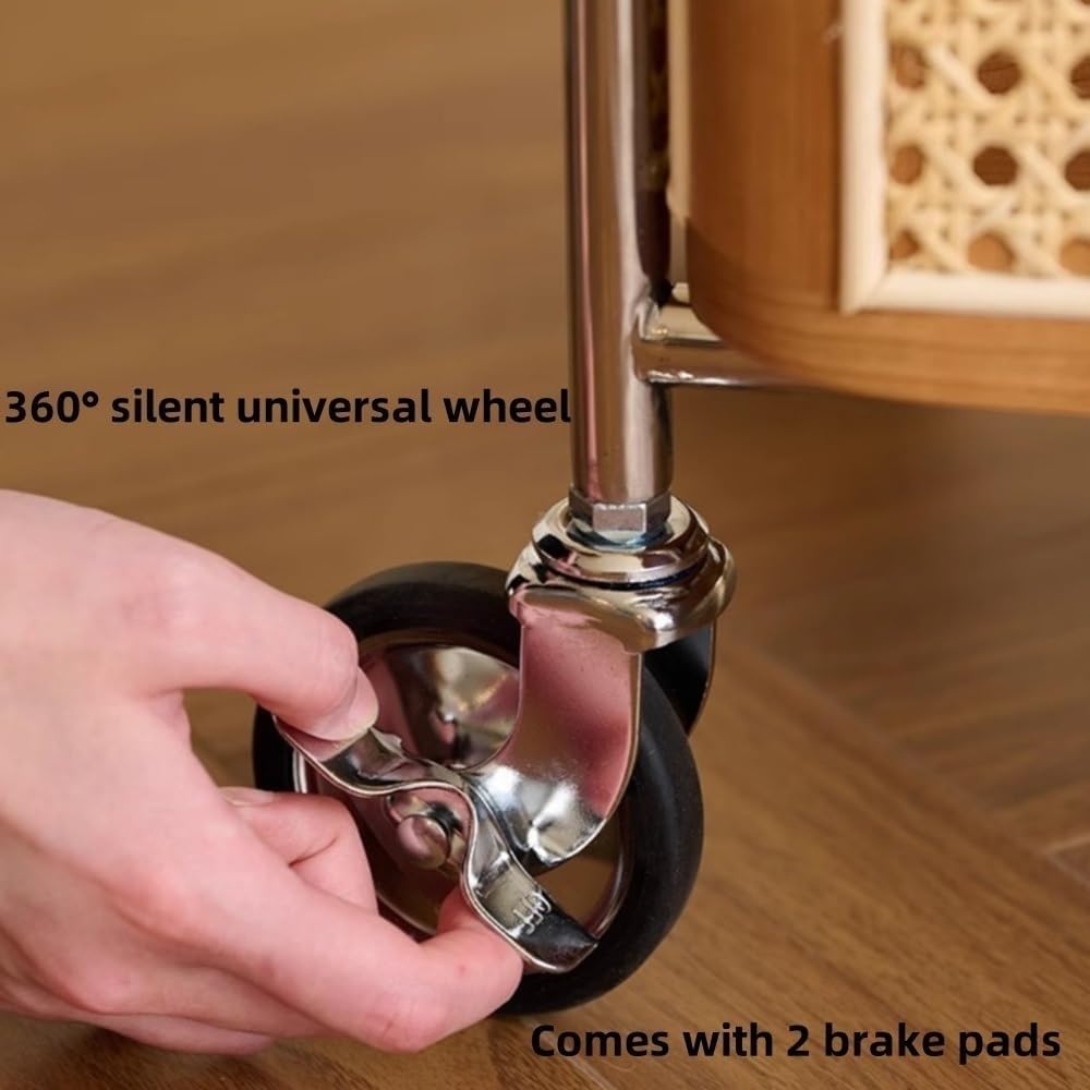 Wood Mobile Side Table with Wheels 2-Layer Storage Rolling Coffee Table End Table for Living Room Boudoir Small Spaces All Occasion(Brown)