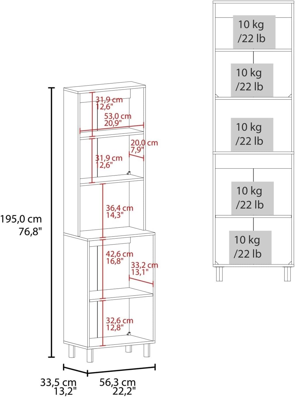Kitchen Pantry, 4 Doors, 4 Shelves
