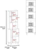 Kitchen Pantry, 4 Doors, 4 Shelves