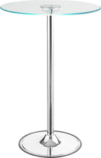 Chrome Glass Top LED Bar Table