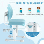 HONEY JOY Kids Desk Chair, Children Study Chair with Adjustable Height/Foot Pads, Adaptive Double Backrest, Kids Computer Chair for Teens Girls Boys, Home, School, Office (Blue)