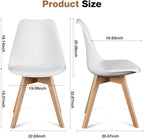 OLIXIS Set of 4 Dining Kitchen Mid-Century Modern Chairs with Wood Legs and PU Leather Cushion for Living Room Bedroom Outdoor Lounge, White