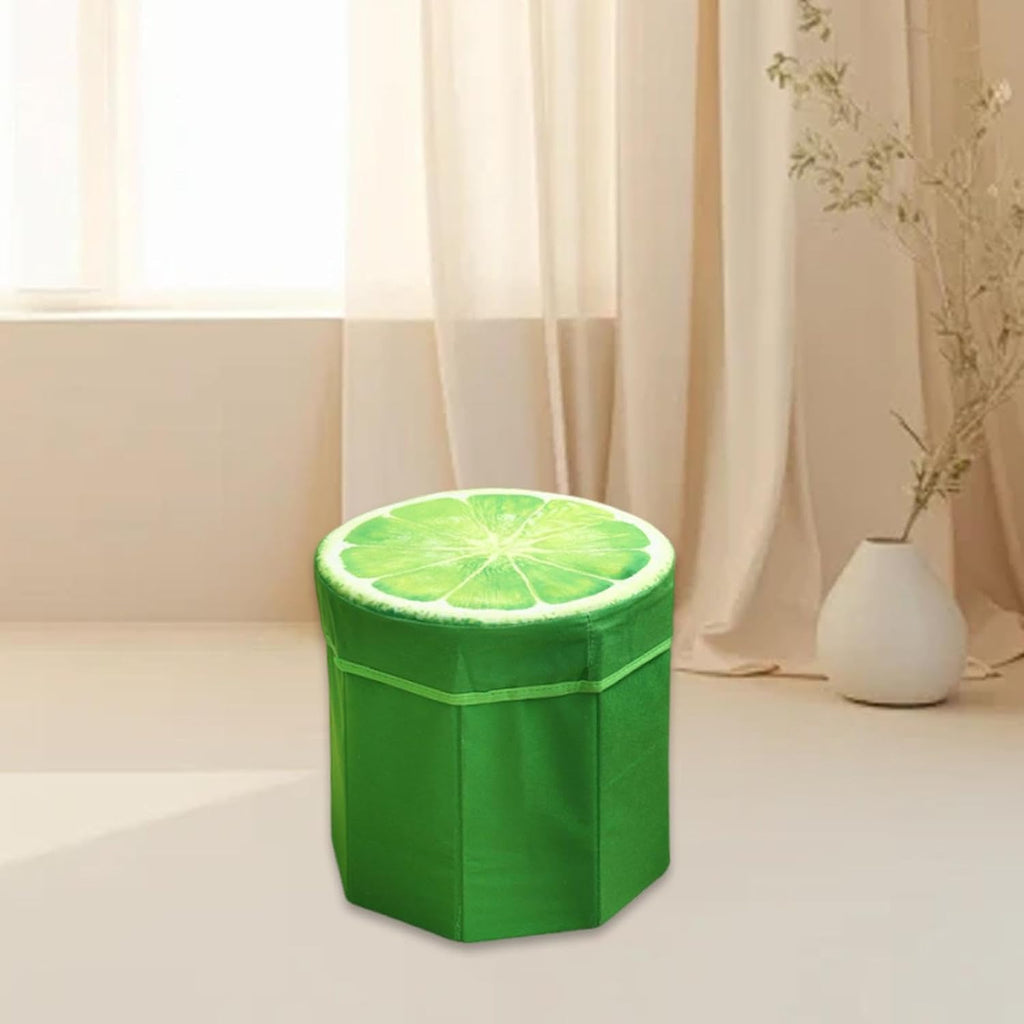 Folding Storage Ottoman Foot Rest Stool Toy Storage Box Seat Chest for Bedroom Office, Lemon