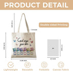 Cute Aesthetic Canvas Tote Bag for Women, Book Totes Bag for Work School Girls, Reusable Totebag with Zipper Pocket