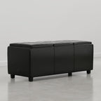 SIMPLIHOME Avalon Storage Ottoman - 42 inch Wide Upholstered Vegan Leather Rectangular Flip-Top Ottoman in Carbon Black, Contemporary Storage Coffee Table Ottoman for Living Room with Hidden Storage